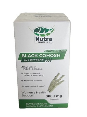 Nutra Nourish Black Cohosh 10:1 Extract Extra Strength 60 Veggie Caps Exp 5/27