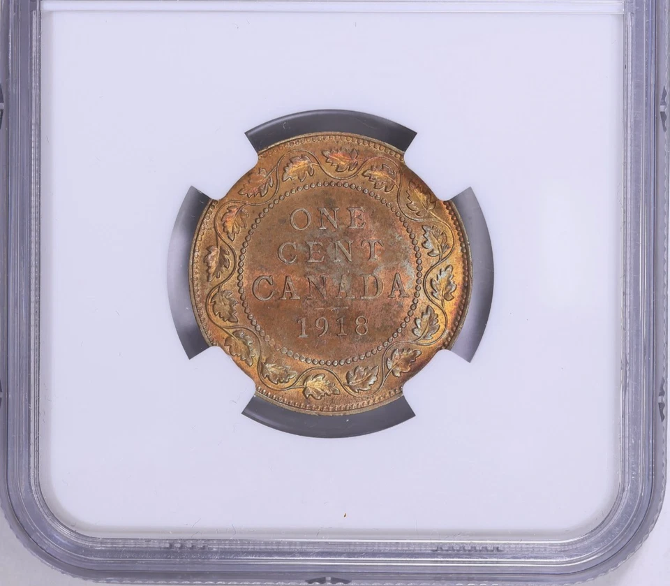 1918 Canada Cent George V NGC MS-64 RB End Roll Toned Album Toning - Image 4 of 4