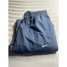 Nike Mens Navy Blue Mesh Lined Windbreaker Track Pants Ankle Zip Small