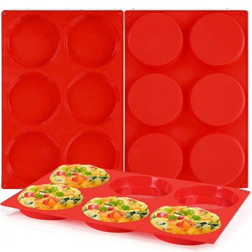 Muffin Top Pan, Jumbo Silicone Egg Molds for Breakfast Sandwiches 4 Inch Roun...