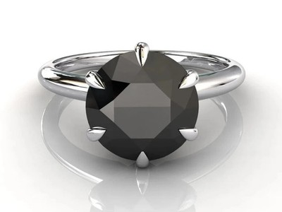 4.00 Ct Black Diamond Ring In White Gold Finish Great Shine AAA Certified !