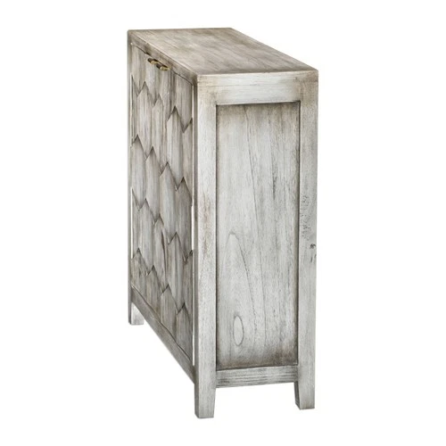 Uttermost 25862 Catori 34"W Mahogany Wood Cabinet - Off White - Picture 2 of 6