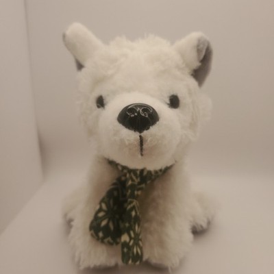 JAS White Wolf Plush With Green And White Scarf With Snowflakes 2022