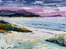Carmel Beach Painting Original Art Impasto Oil Painting California Coast 5x7"