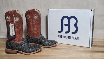 Anderson Bean Cowboy Boots , Mens 10 D Grey Rustic Big Bass , 338601 Hybrid Sole