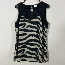 Cabi Women's Black Zebra Print Sleeveless Tank Top Size M