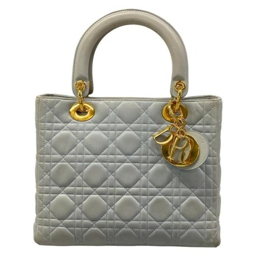 Christian Dior Lady Dior Medium Light Blue Lambskin Used From Japan