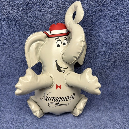 RARE 1973 NARRAGANSETT LAGER BEER INFLATABLE ELEPHANT SIGN 12” X 8” CRANSTON R I