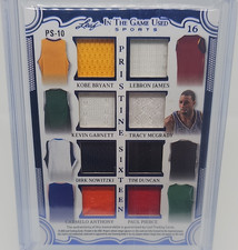 Kobe Lebron Shaq Duncan 2025 Leaf In The Game Used Pristine Sixteen patch Card