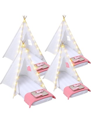 Windyun 3 Pack Kids Teepee Tent Bulk with Light and Inflatable Airbed 