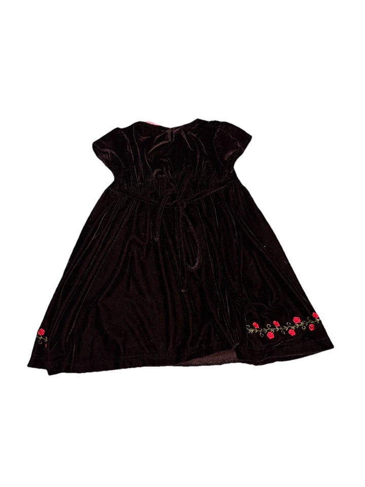 Vestido Blueberry Blvd Terciopelo Rosa Bordado Negro Vacaciones Vintage 4T Foto 2 de 3