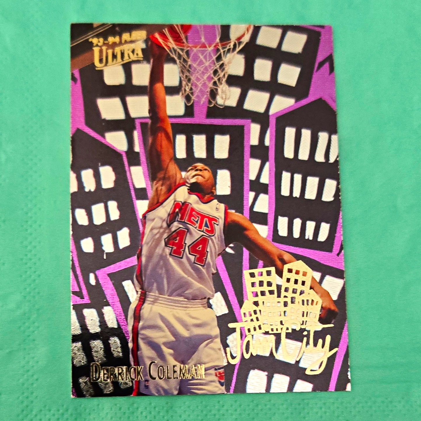 Fleer 1993-94 Ultra Jam City Insert Derrick Coleman #2 of 9 New Jersey Nets