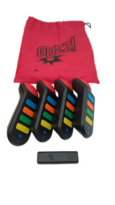 Sony PlayStation 3 PS3 Wireless Buzzer 4er Set inkl. USB-Empfänger & Tasche GUT