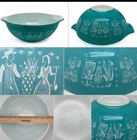 Vintage Pyrex 444 Butterprint Cinderella Mixing Bowl 4 Quart Turquoise Glossy
