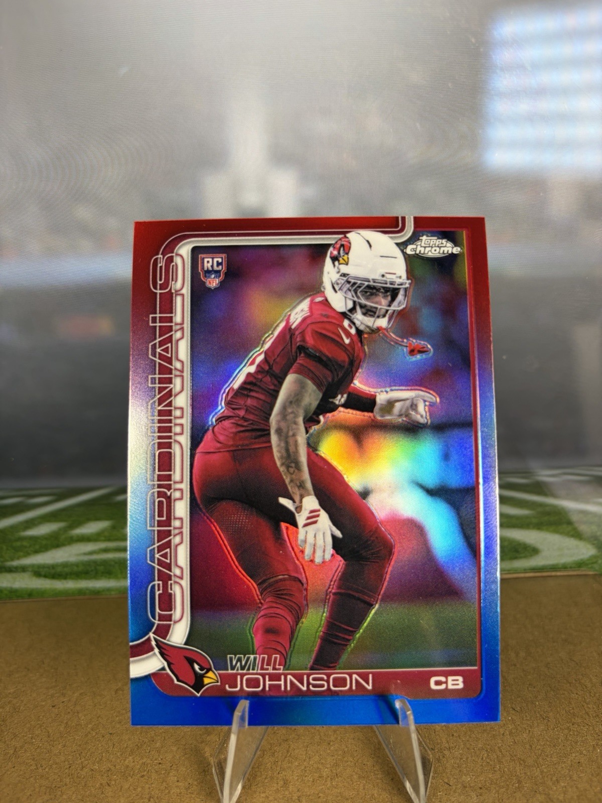 2025 Topps Chrome - Rookies Will Johnson #349 Red White & Blue Refractor (RC)