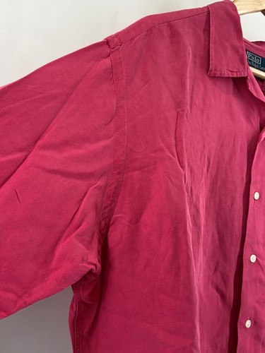 Ralph Lauren Open Collar/Short Sleeve Shirt/Xl/Silk/Linen/Pnk/Caldwell/Hem - Picture 9 of 9