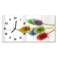 Design-Glas-Wanduhr Glasuhr Im Querformat Distel Schwarze Zeiger 60X30 Cm