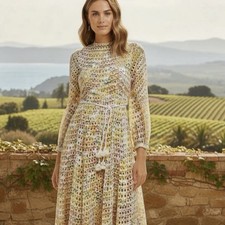 Zimmermann Poppy Eyelet Midi Dress Size 0 AU 8 US 4 Slip Belted Bnwt