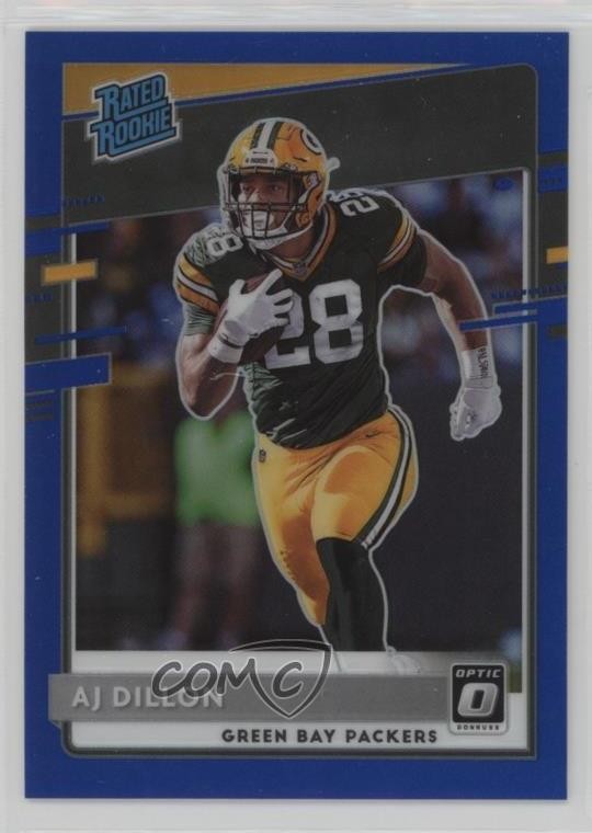 2020 Panini Donruss Optic Rated Rookies Blue Prizm 136/179 AJ Dillon #174 06gz