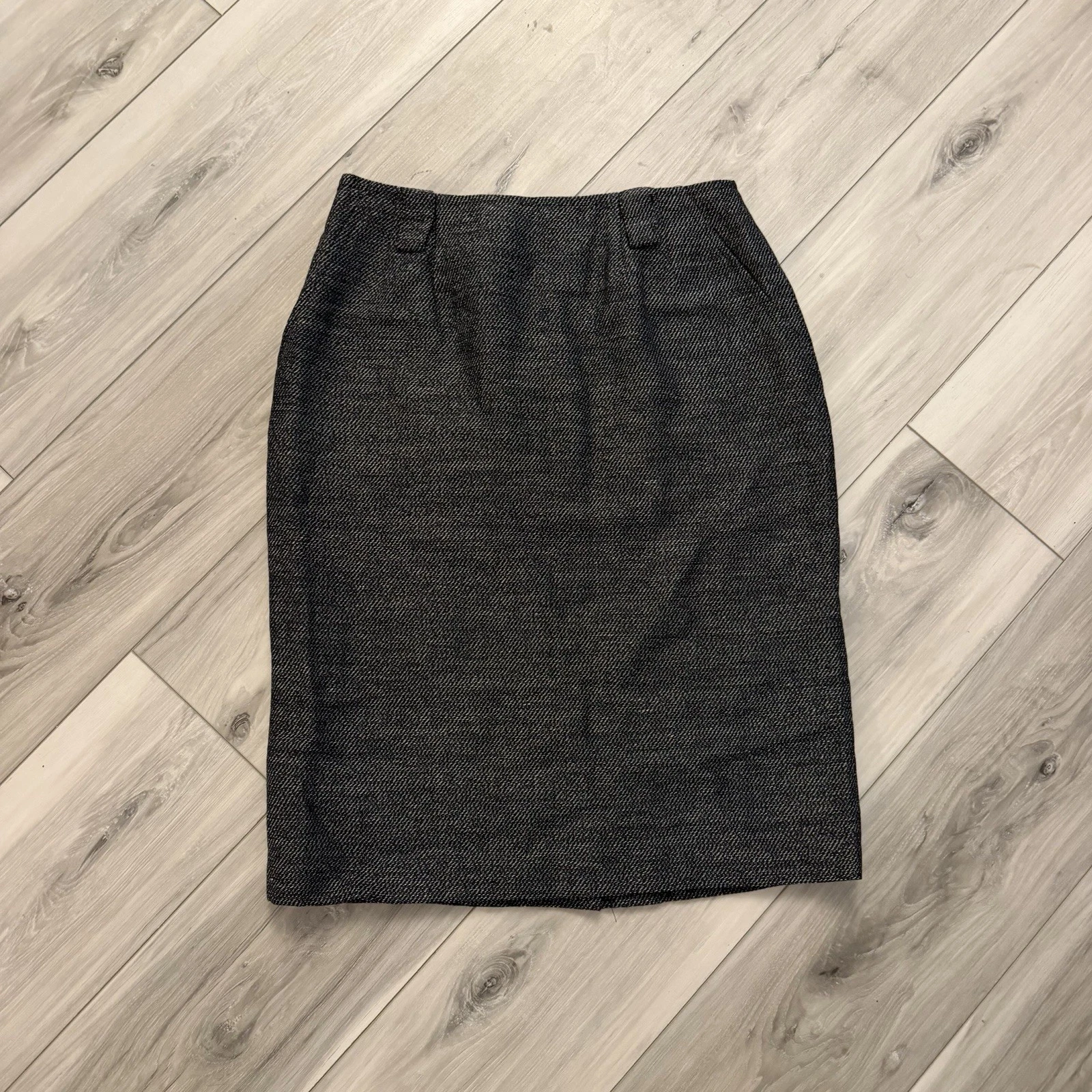 VTG Anne Klein II Linen Wool Skirt Size 12 Pockets Lined Made in USA