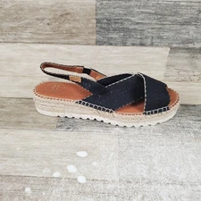 Toni Pons Elvira Womens Sandals Sz 9 Black Espadrille Slingback Strap Wedge Heel