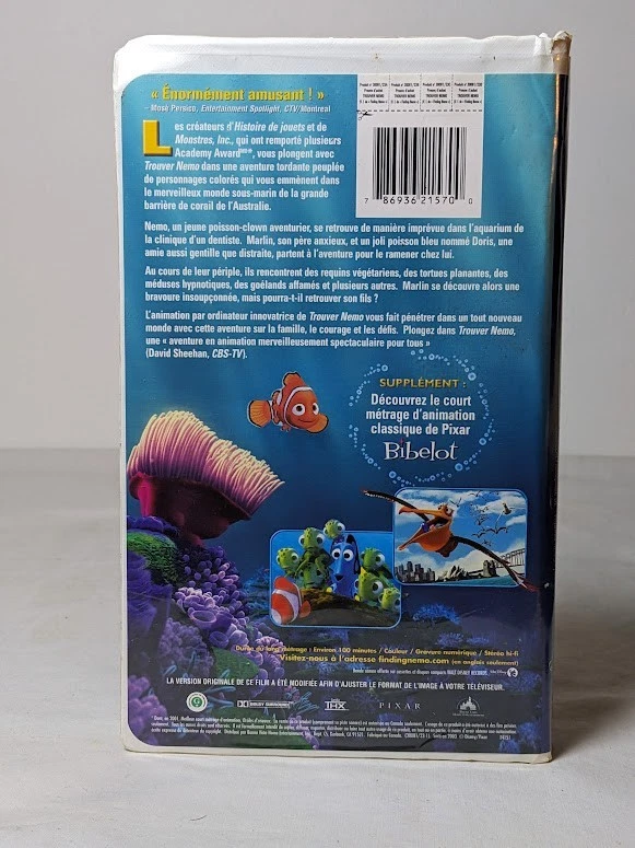 Trouver Nemo / Finding Nemo VHS – French Version – Disney Pixar 2003, Clamshell - Image 2 of 4