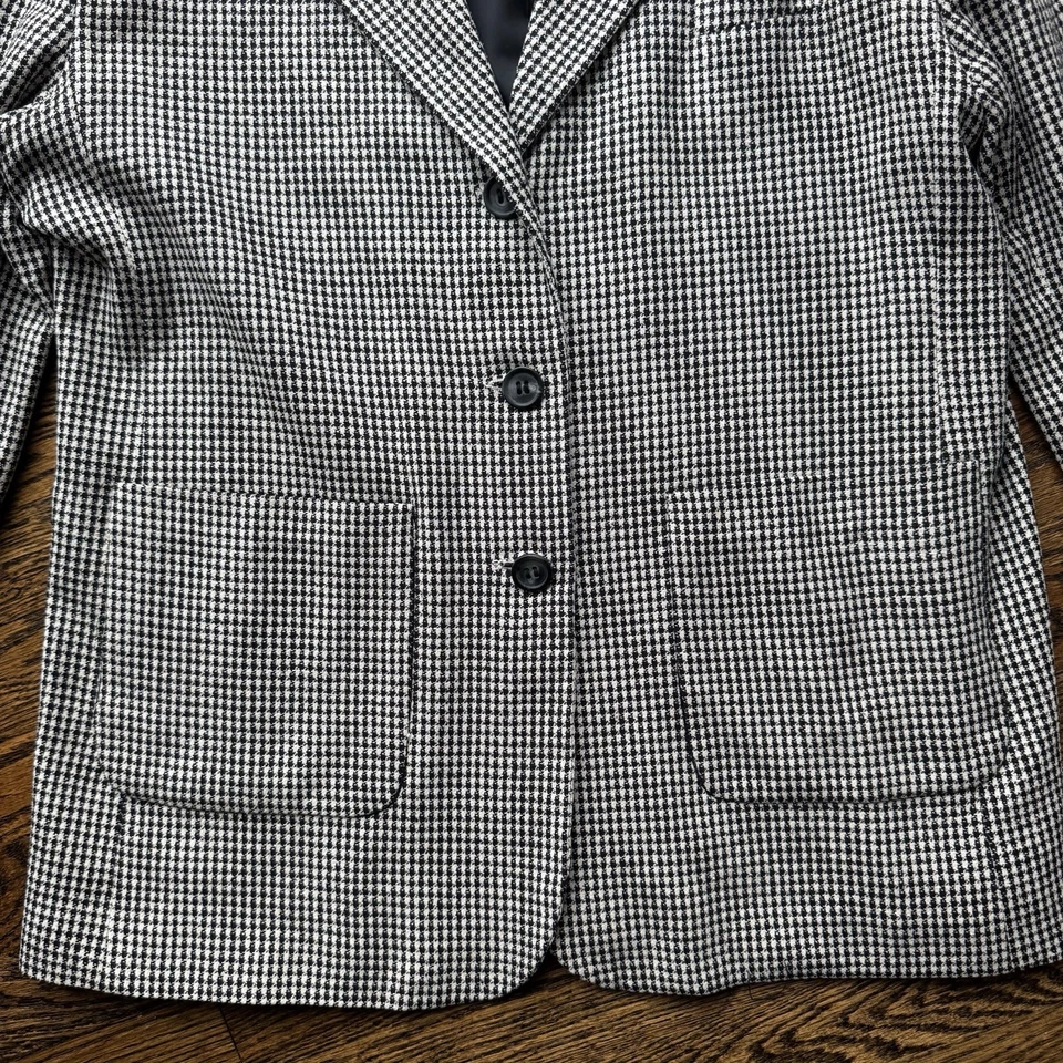 Blazer Focus 2000 de Charles Glueck 100 % seda blanco y negro pata de gallo talla 16 Foto 4 de 4