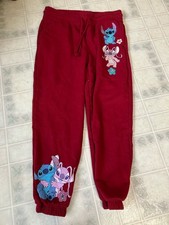 Disney's Lilo and Stitch Wine/Red Jogger Sweatpants Lounge Pants medium 8/10