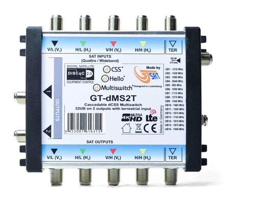 GT-SAT Unicable Multiswitch GT-dMS2T 2x16UB para hasta 32 participantes - 4K/UHD - Imagen 3 de 5