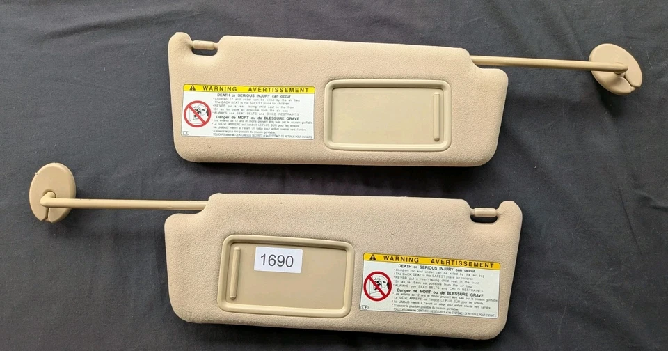 2006-2011 Lexus GS300 GS350 GS450H Driver & Passenger Sun Visor Pair Tan OEM - Image 3 of 4