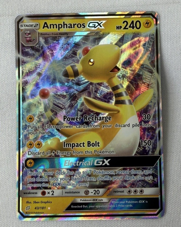 Ampharos GX 43/181 SM Team Up Ultra Rare Holo Pokemon