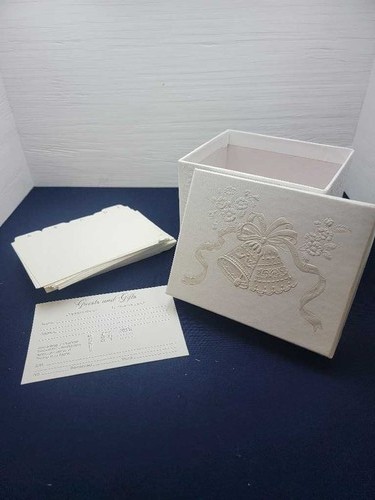Elegant Wedding Guest and Gifts Record Box with Embossed Bells