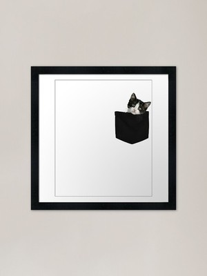 Gerahmtes Wandbild Poster Leinwanddruck Bild Katze in Tasche mit Tasche