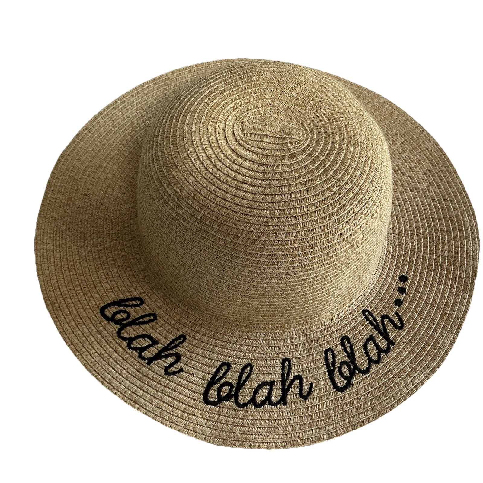 Lauren Conrad Embroidered Blah Blah Blah Wide Brim Sun Hat
