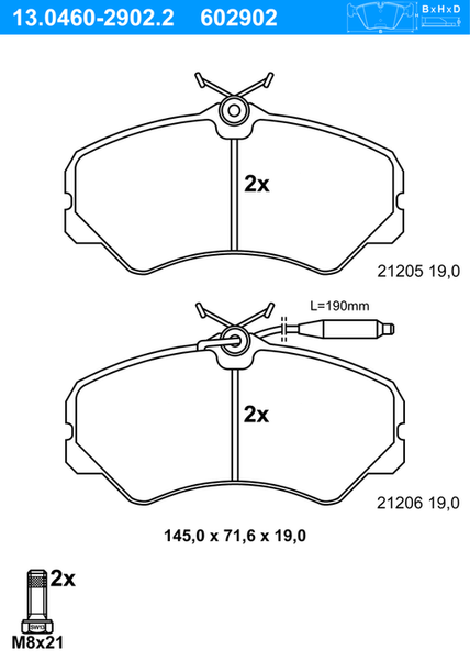 Ate BremsbeläGe Vorne (13.0460-2902.2) FüR CitroëN C25 Peugeot J5 Fiat Ducato |-image