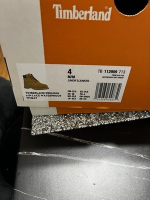 Timberland Premium 6-Inch Waterproof Wheat Leather Boys Boots US Size 4