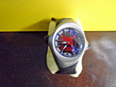 OEM'' OAKLEY CRUSH WATCH Stainless Case - Red Blood Skull & Crossbones Dial Rare