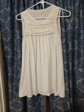 Max Studio Beige Sleeveless Blouse Little Slits On Each Side Size Small