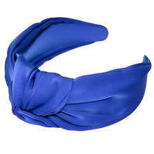 Blue Knot Headband Non Slip, Top Knotted Wide Headbands for Women, Satin Headban
