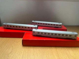 RIVAROSSI 3 voitures DEV inox SNCF ref 3543 / 3545 / 3546 Echelle HO