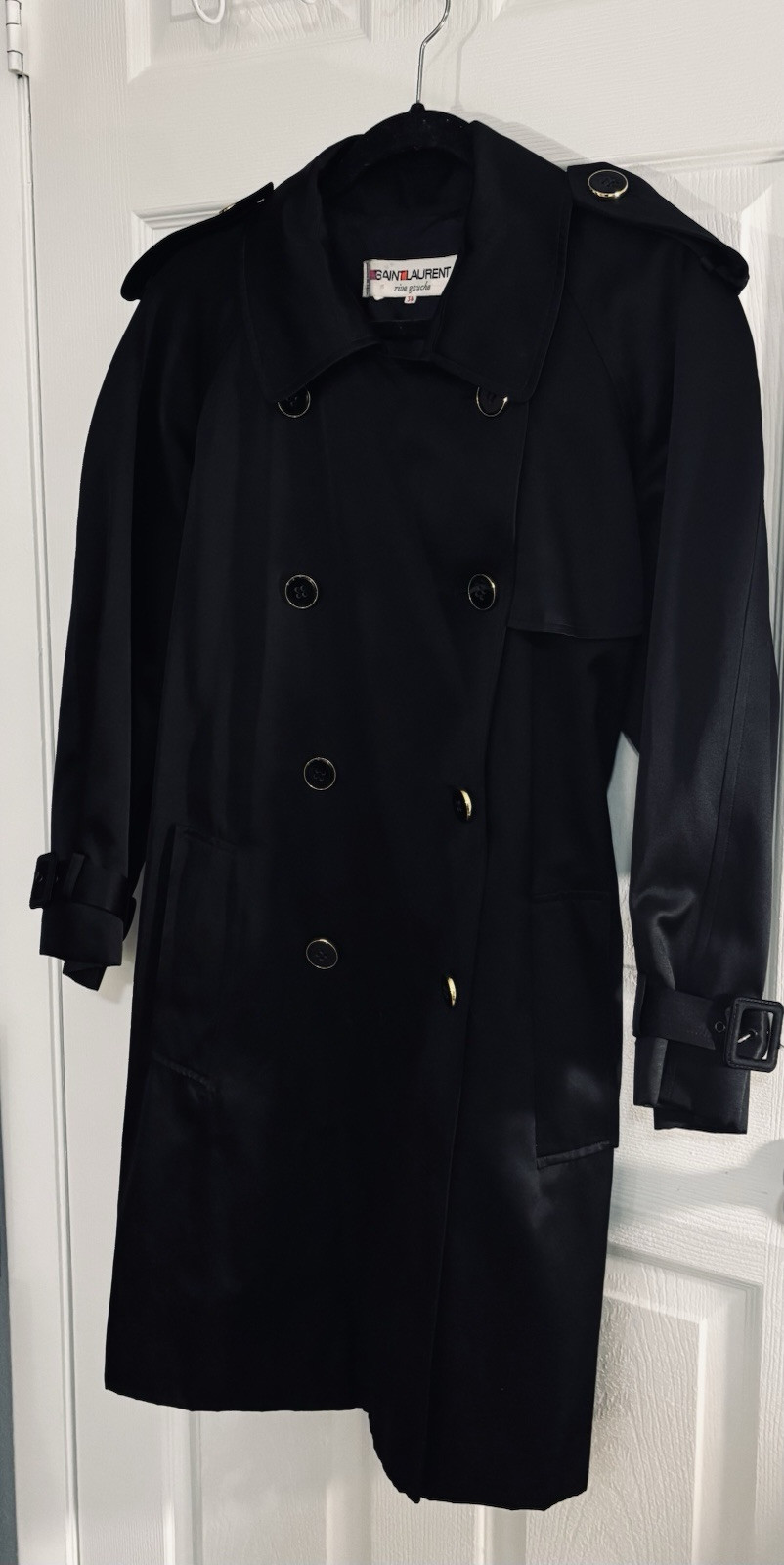 Impermeabile trench doppiopetto nero YVES SAINT LAURENT Rive Gauche taglia 34