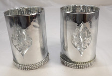 CHRISTMAS Glass Votive Tealight Candle Holders Etched Design Bead Dazzled