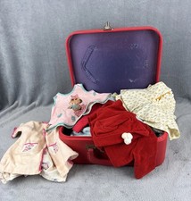 Vintage Lot of Baby Doll Clothes Handmade Dresses Tops Shoes 1960s 70s Suitcase