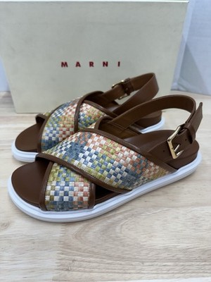 MARNI Women s 39 Multicolor Fussbet Interwoven Slingback Sandals - New