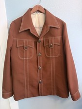 The Knack Vintage Leisure Suit Jacket Brown Polyester L Disco Western 70's