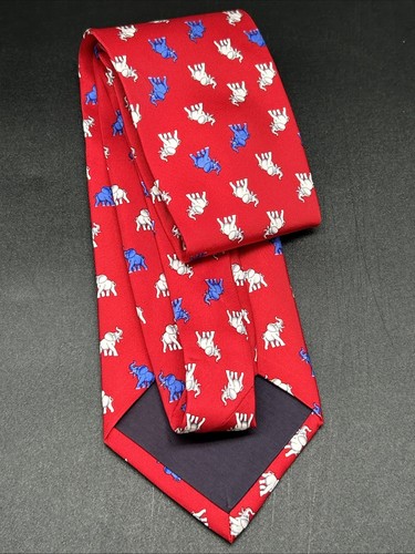 Alynn Neckwear Tie Elephant Red White Blue GOP Political Silk Made USA - Picture 3 of 11