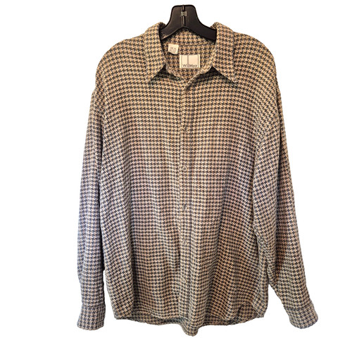 Vintage Willi Smith Willi Wear Long Sleeve Houndstooth Shirt Woven Cotton Sz XL
