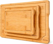 Bamboo Cutting Board Set of 3   Wooden Kitchen Cutting Boards for Kitchen.