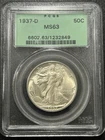1937-D 50C PCGS MS63 OGH Walking Liberty Half Dollar - Old Green Holder