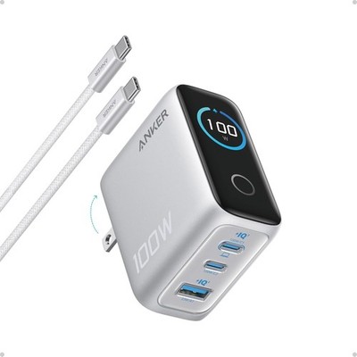 Anker Charger, 100W Max Ultra-Compact 3-Port GaN USB C Charger Block